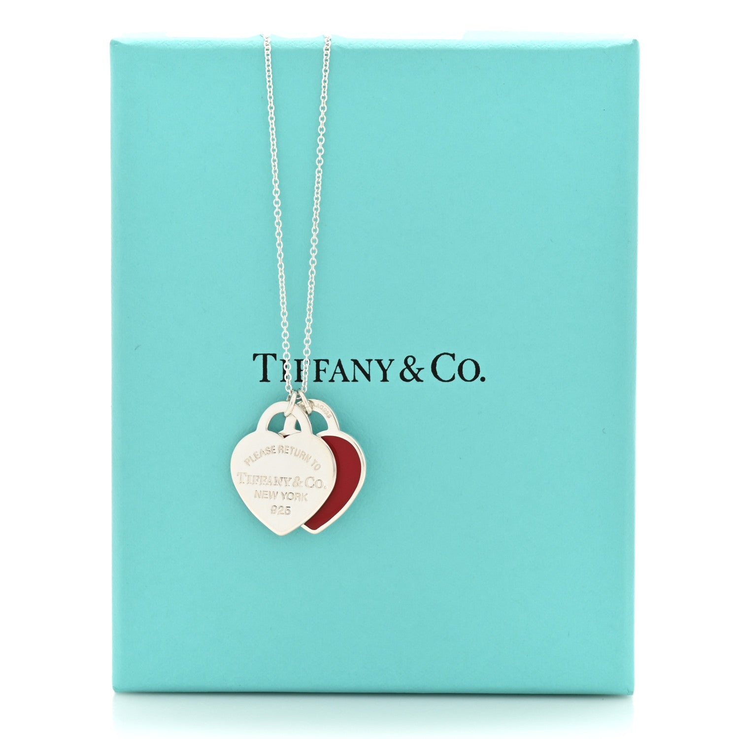 Tiffany Sterling Silver Enamel Return to Tiffany Double Heart Tag