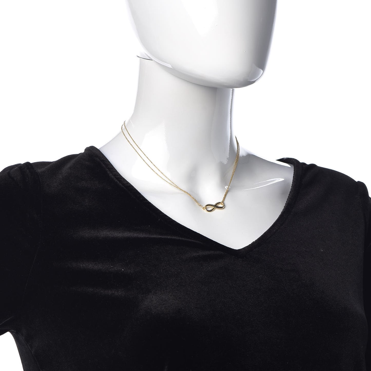18K Yellow Gold Infinity Double Chain Pendant Necklace