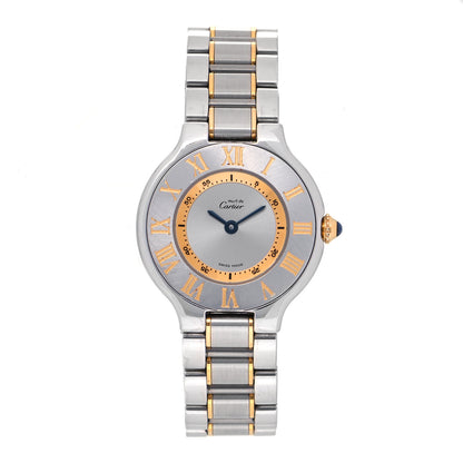 Cartier Stainless Steel 18K Yellow Gold 28mm Must De 21 Quartz Watch 1 of 5
