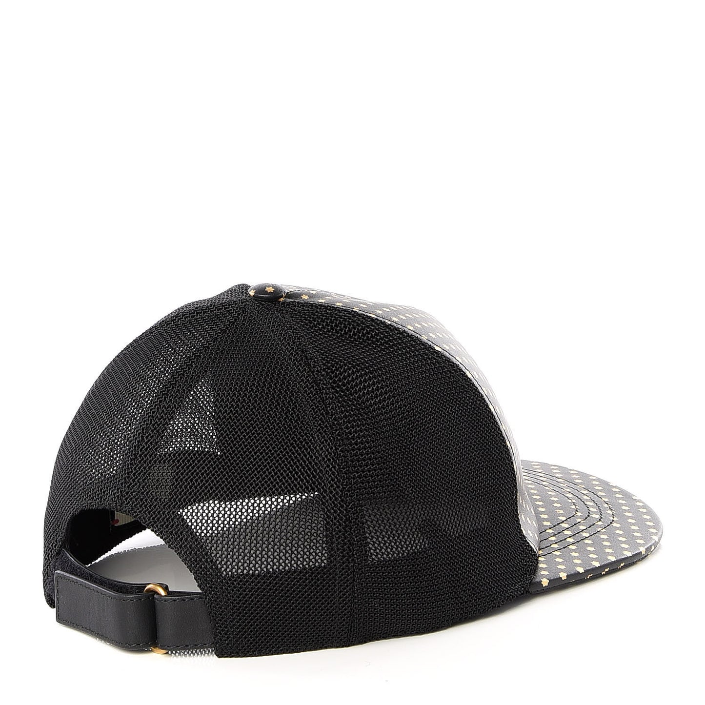 X SEGA Calfskin GUCCY Stars Baseball Hat M Black Gold