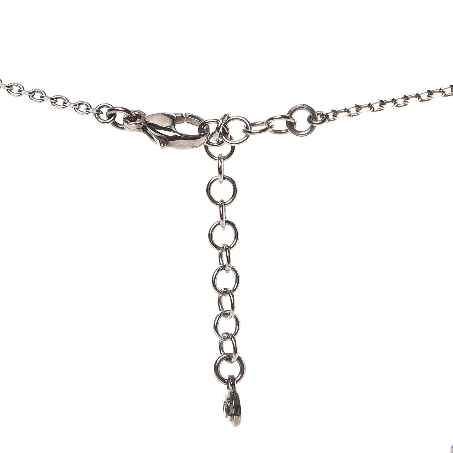 Crystal Glitter Enamel CC Star Drop Necklace Silver