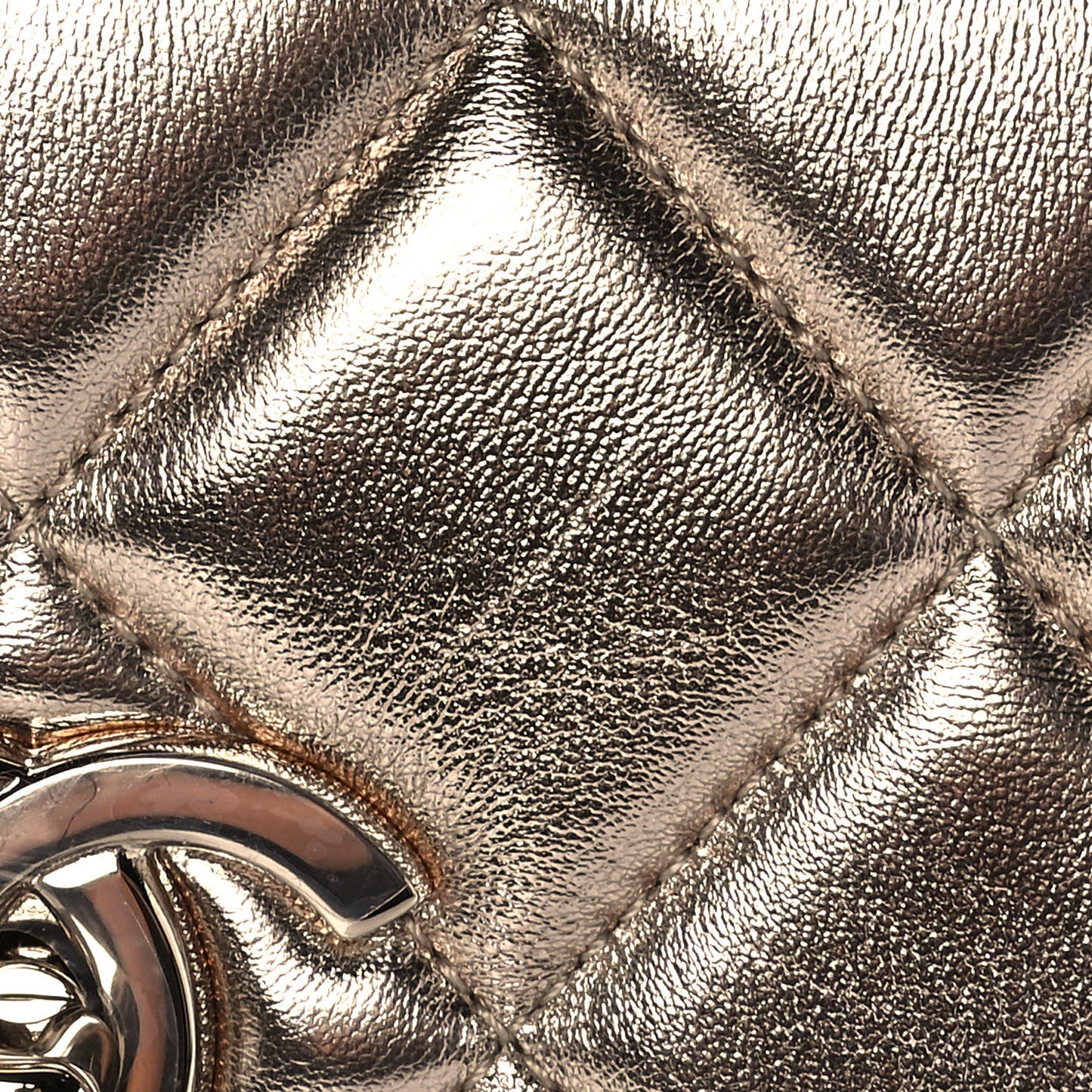 Metallic Lambskin Quilted Small Trendy CC Flap Dual Handle Bag Gold