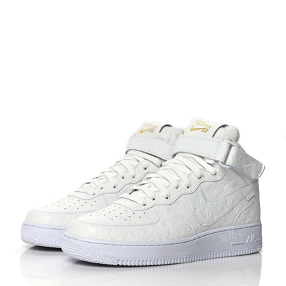 Louis Vuitton X NIKE AIR FORCE 1 Calfskin Monogram Mid Sneakers 9.5 White 3 of 8