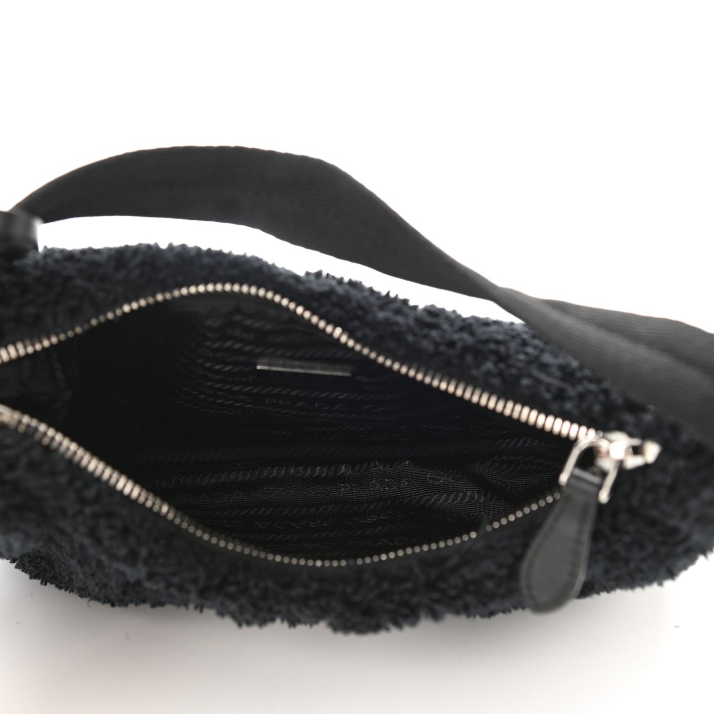 Terry Cloth Mini Re-Edition 2000 Bag Black White