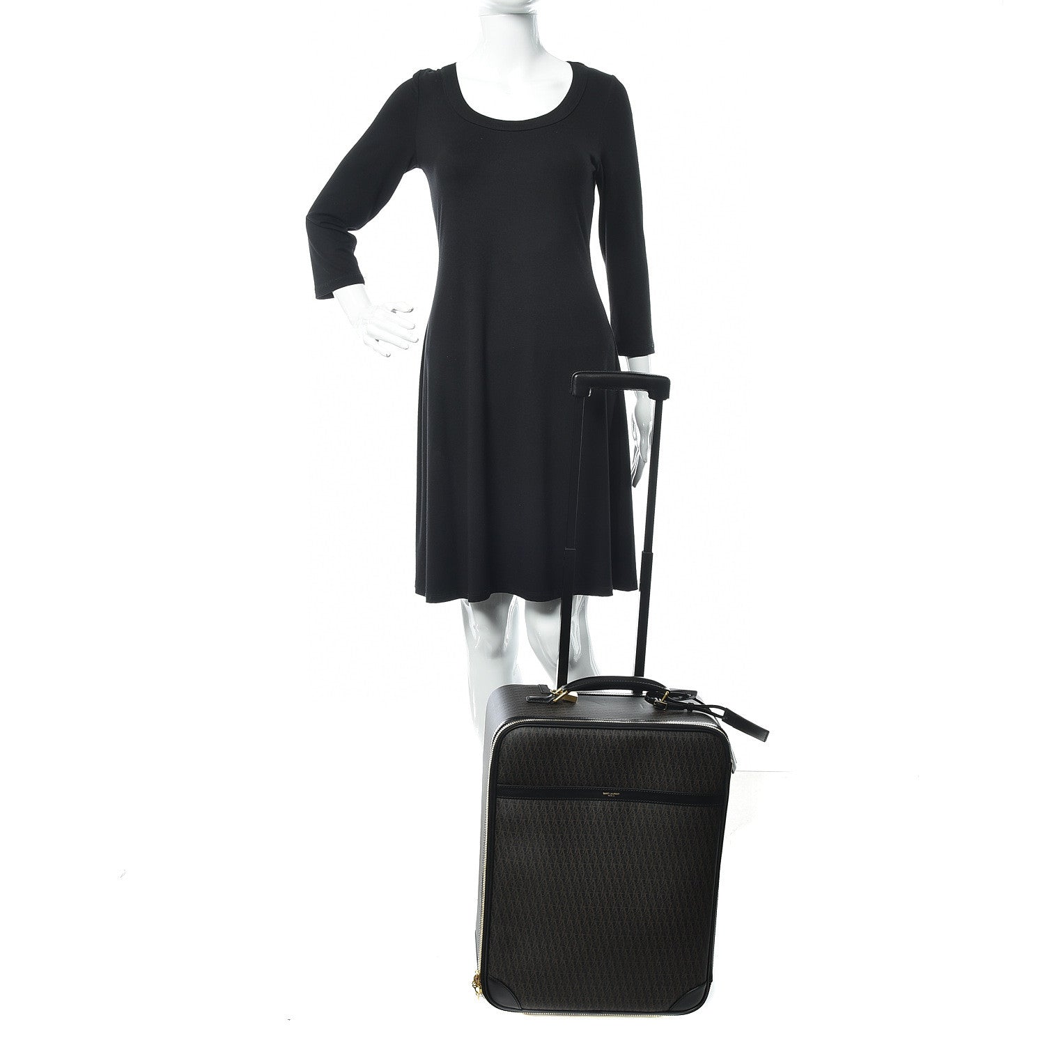 Saint Laurent Toile Classic Monogram Travel Trolley Suitcase Black 2 of 9