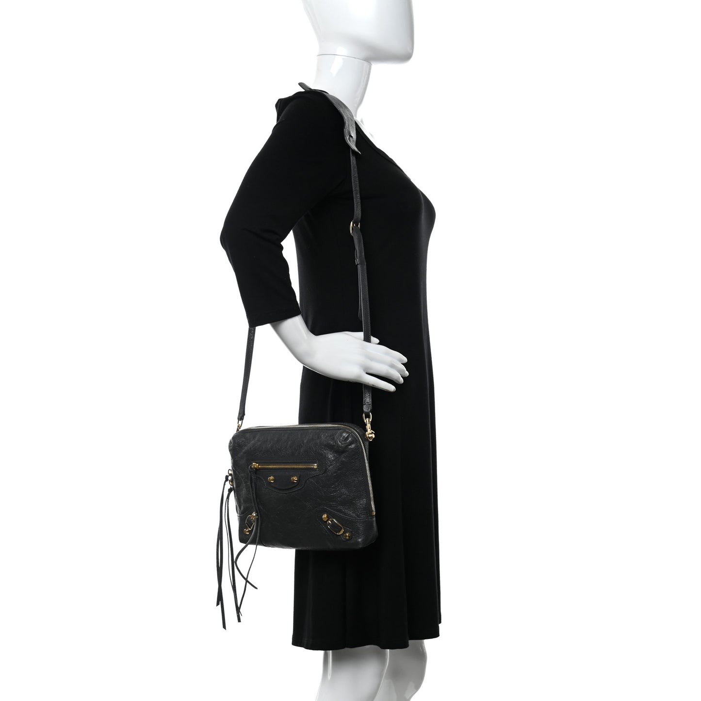 Agneau Gold Hardware XS Reporter Crossbody Grey