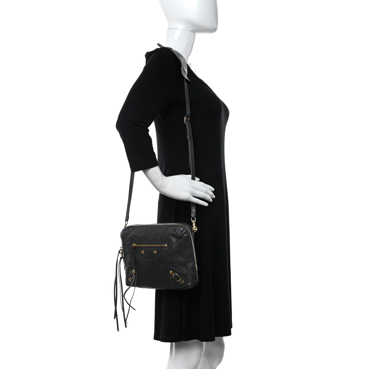 Balenciaga Agneau Gold Hardware XS Reporter Crossbody Grey 2 of 10