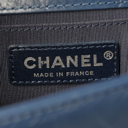 Chanel Aged Calfskin Chevron Quilted Medium Jacket Boy Flap Navy 6 of 7