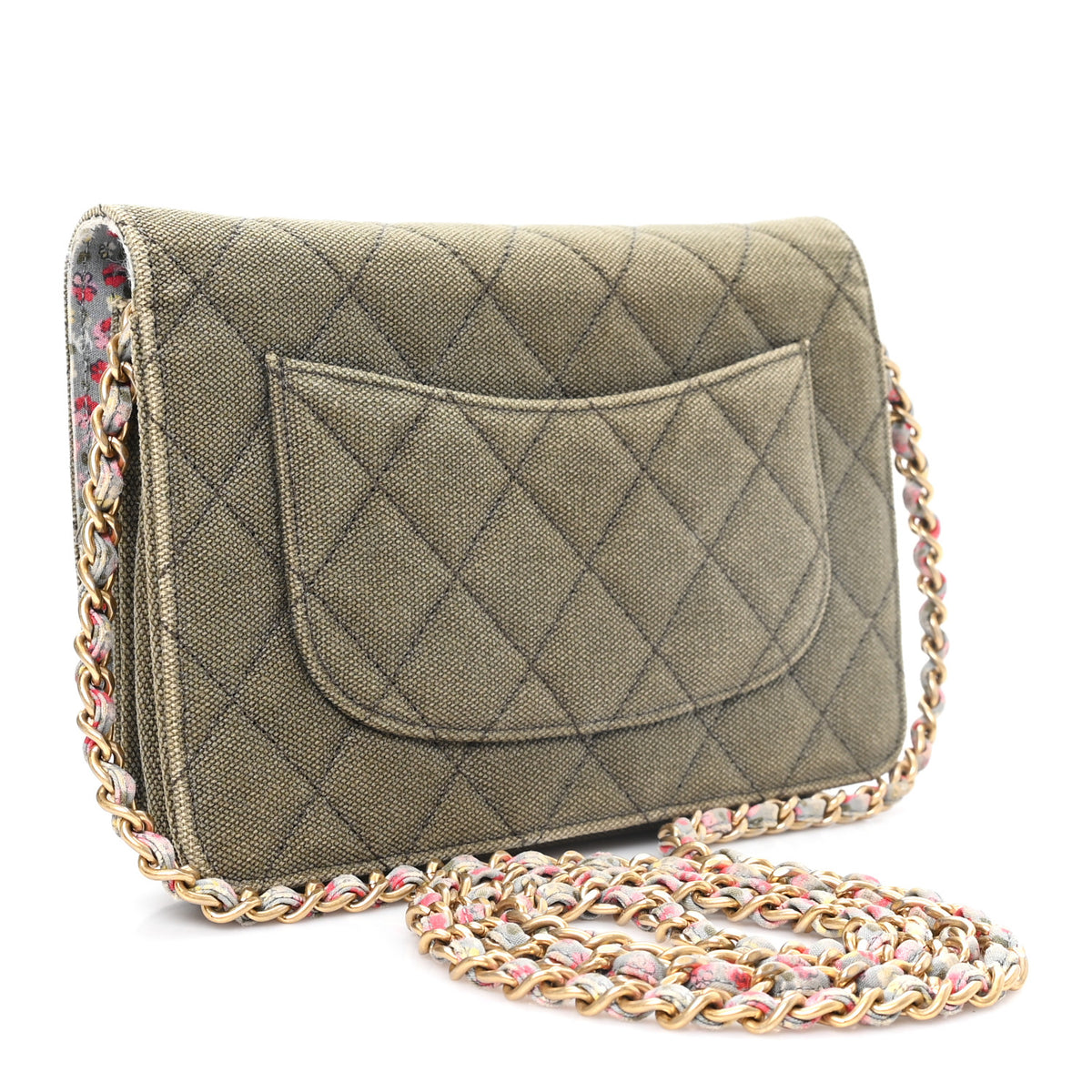 Canvas Quilted Coco Cuba Charms Wallet On Chain WOC Khaki