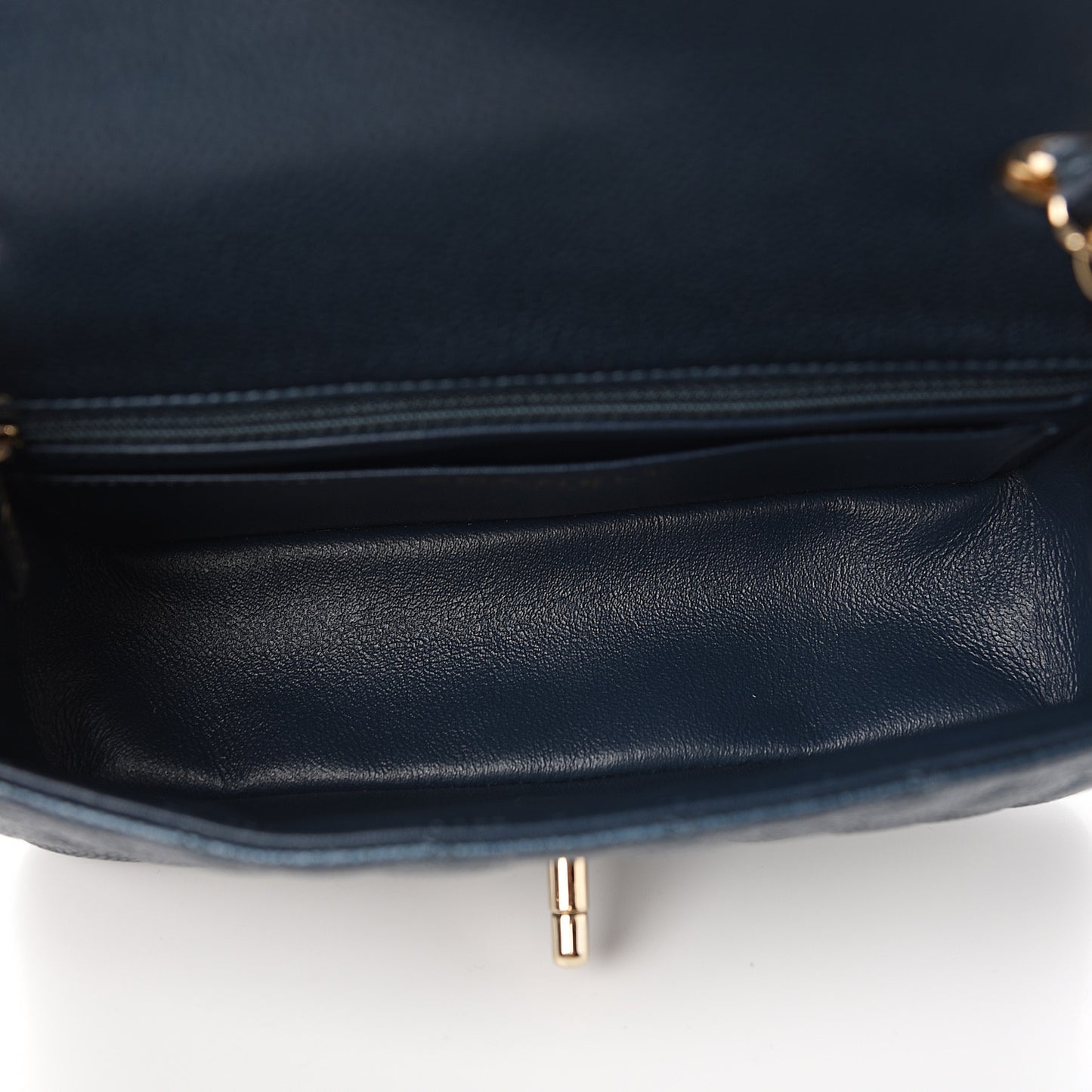 Iridescent Caviar Quilted Mini Rectangular Flap Dark Blue