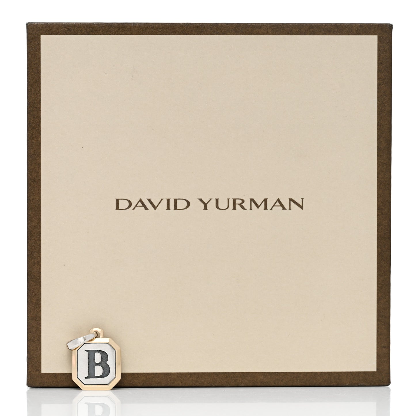 Sterling Silver 14K Yellow Gold 17mm Amulet Initial B Pendant