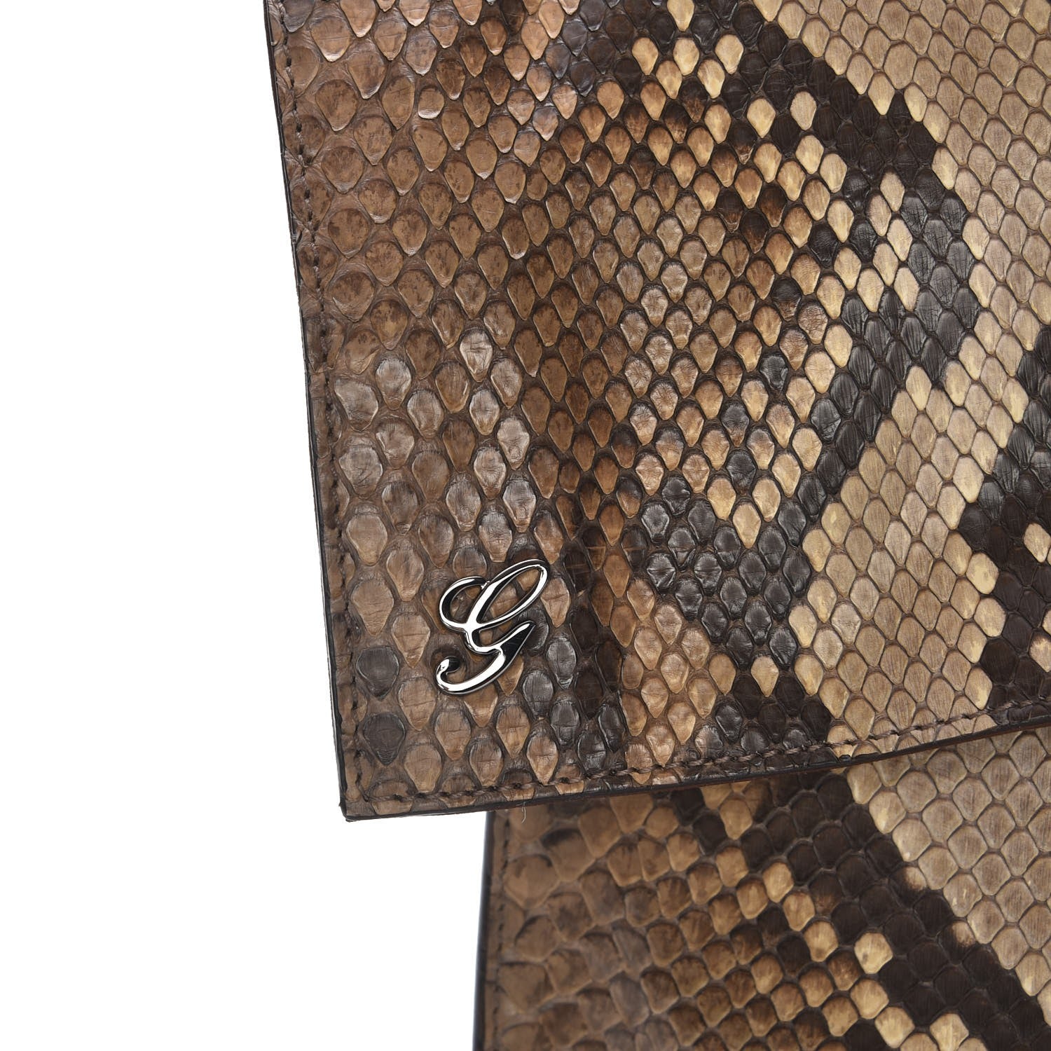 Gucci Python Large Flap Clutch Brown 8 of 8