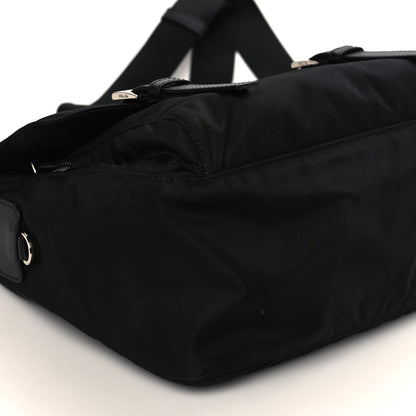 Prada Re-Nylon Vela Saffiano Pocket Double Buckle Messenger Shoulder Bag Black 6 of 7
