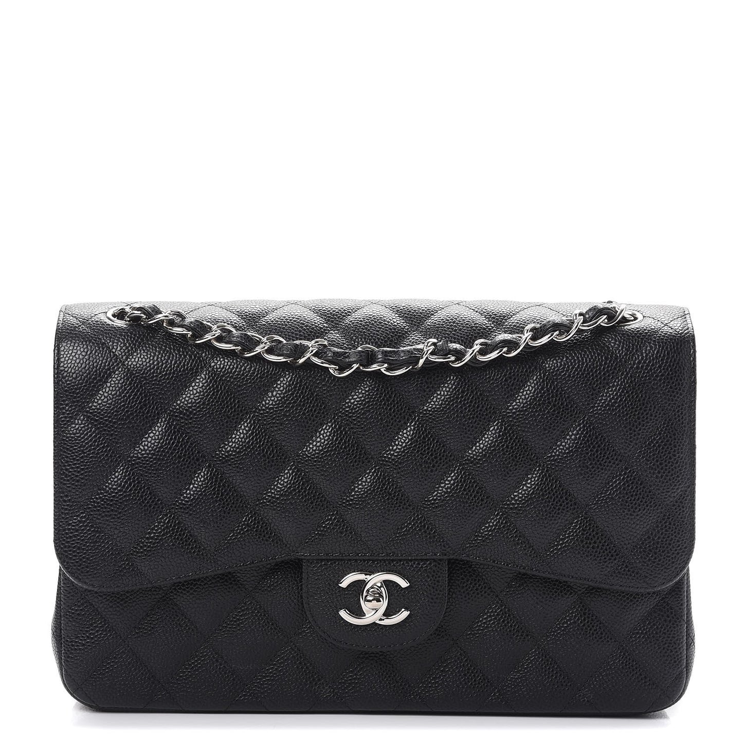 Caviar Quilted Jumbo Double Flap Black