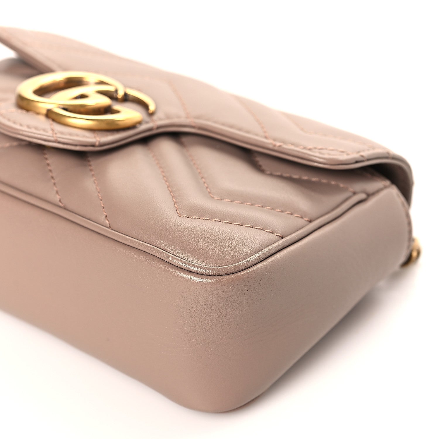 Gucci Calfskin Matelasse Super Mini GG Marmont Shoulder Bag Porcelain Rose 9 of 9