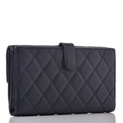 Chanel Caviar Quilted CC Long Double Wallet Navy 3 of 14