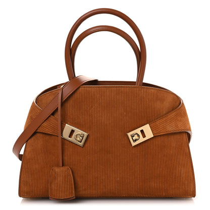 Salvatore Ferragamo Suede Corduroy Medium Hug Bag Natural Nude 1 of 12