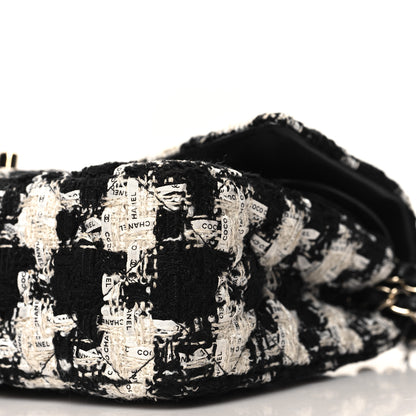 Chanel Tweed Quilted Medium Double Flap Black Ecru White 10 of 11