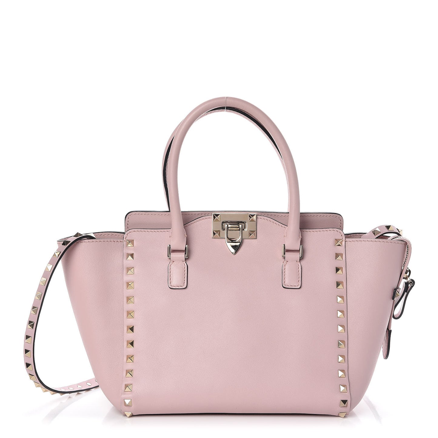 Vitello Small Rockstud Double Handle Tote Water Rose