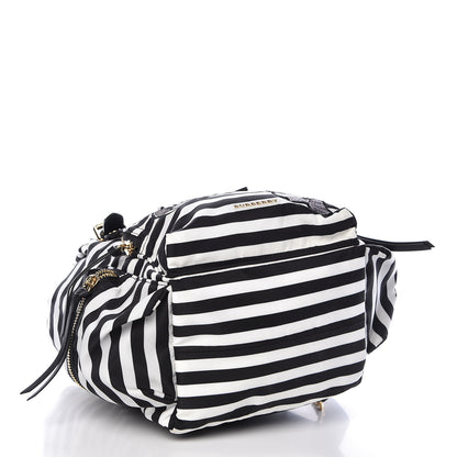 Burberry Nylon Striped Medium Rucksack Backpack Black White 4 of 11