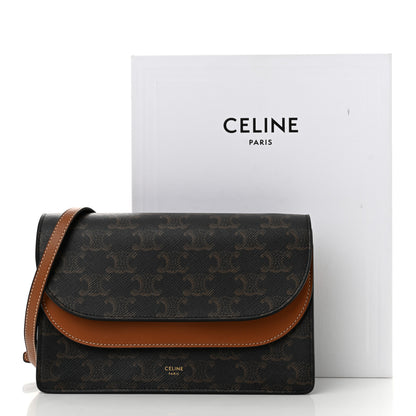 Celine Triomphe Canvas Lambskin Wallet On Strap Tan 11 of 11