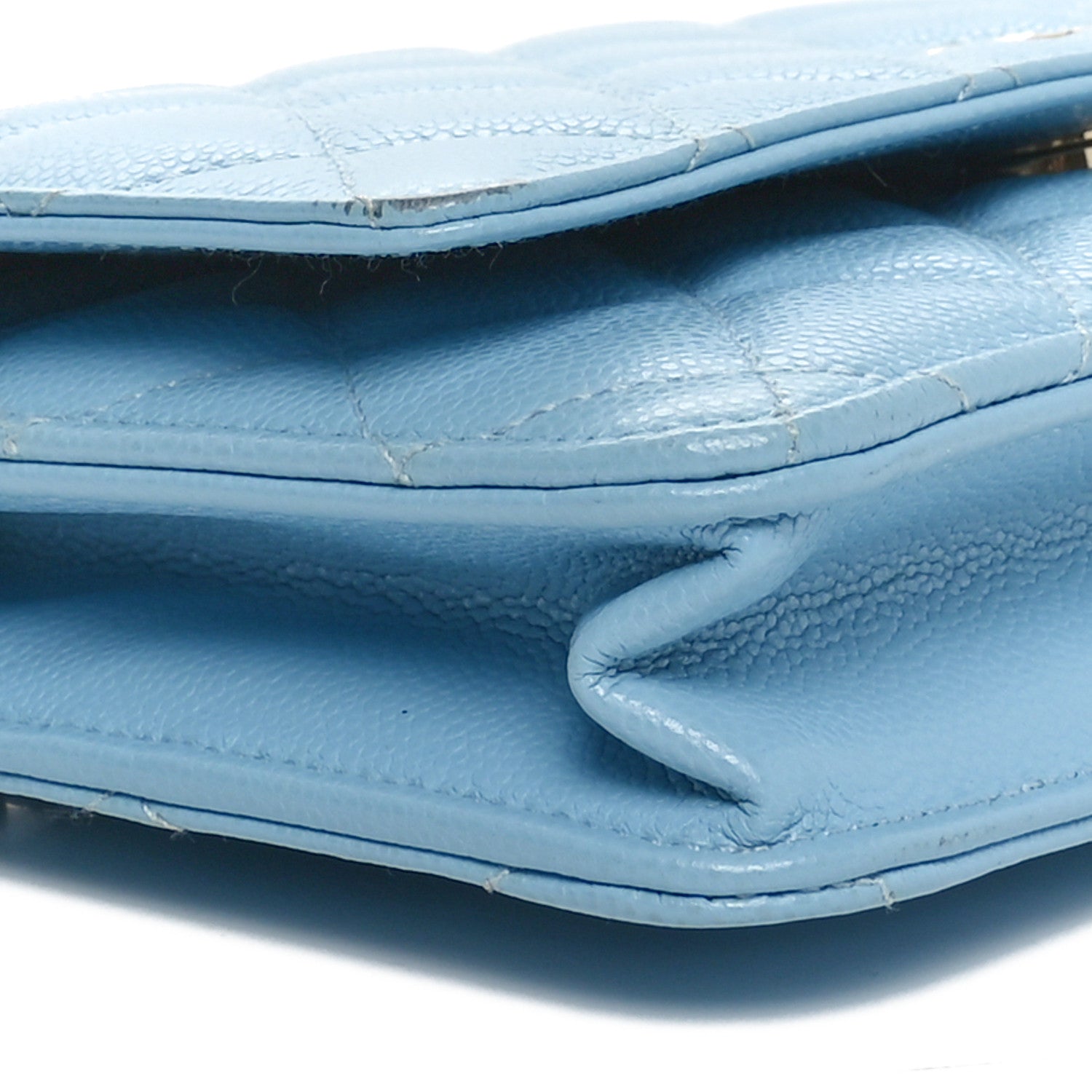 Chanel Caviar Quilted Wallet on Chain WOC Light Blue 10 of 13