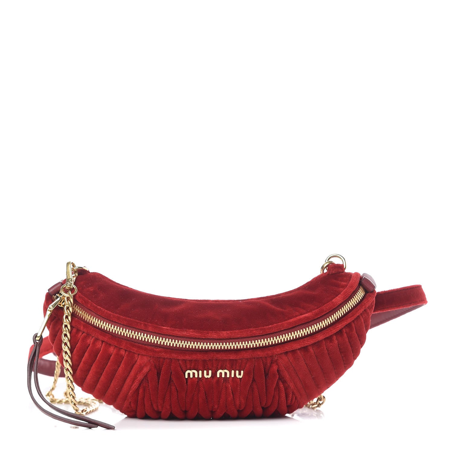 Miu Miu Velluto Matelasse Rider Belt Bag Cherry 1 of 12