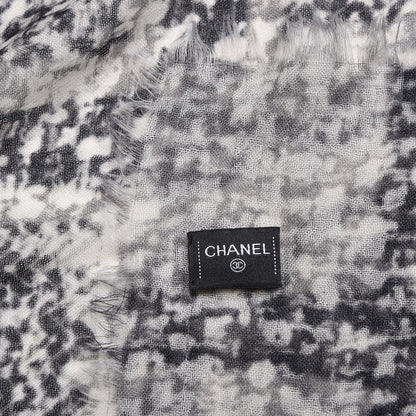 Chanel Cashmere CC Square Scarf Grey Black 4 of 5
