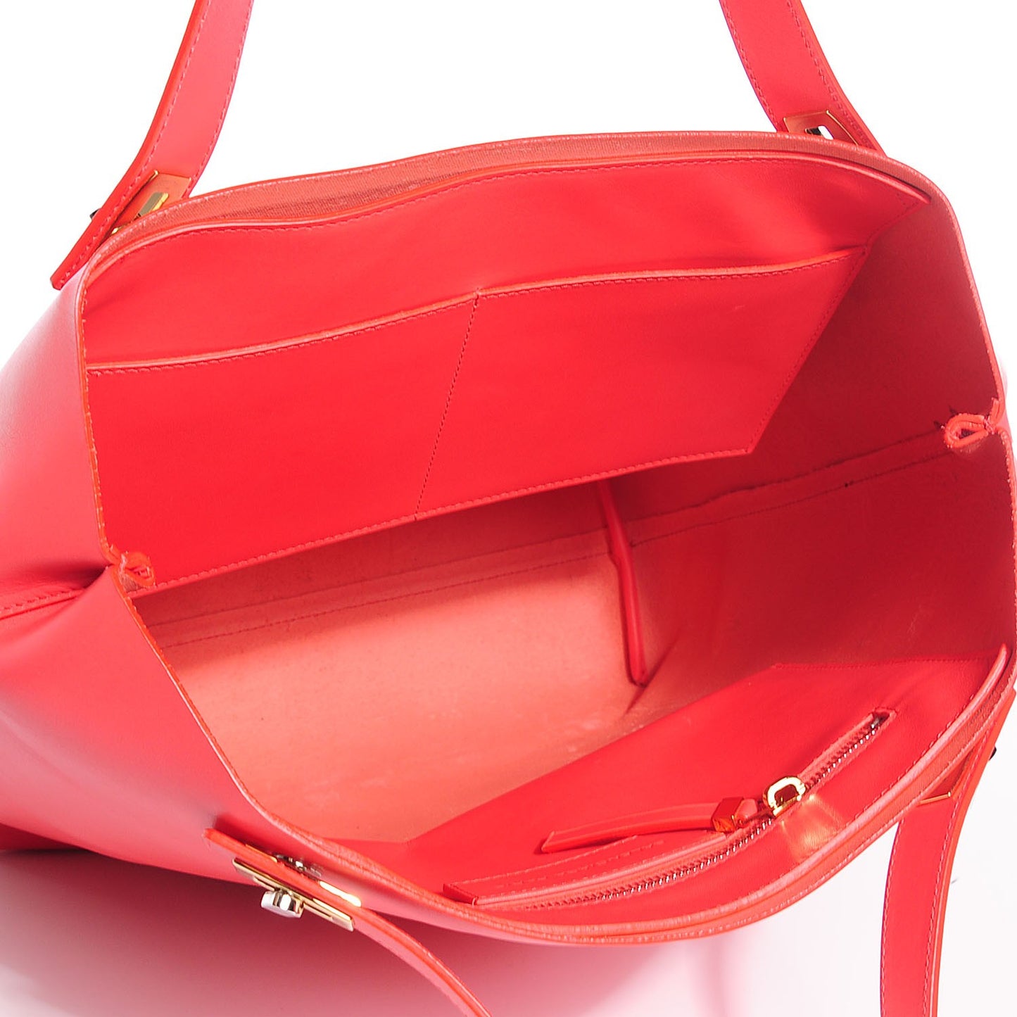 Calfskin Pocket Tote M Coral Black