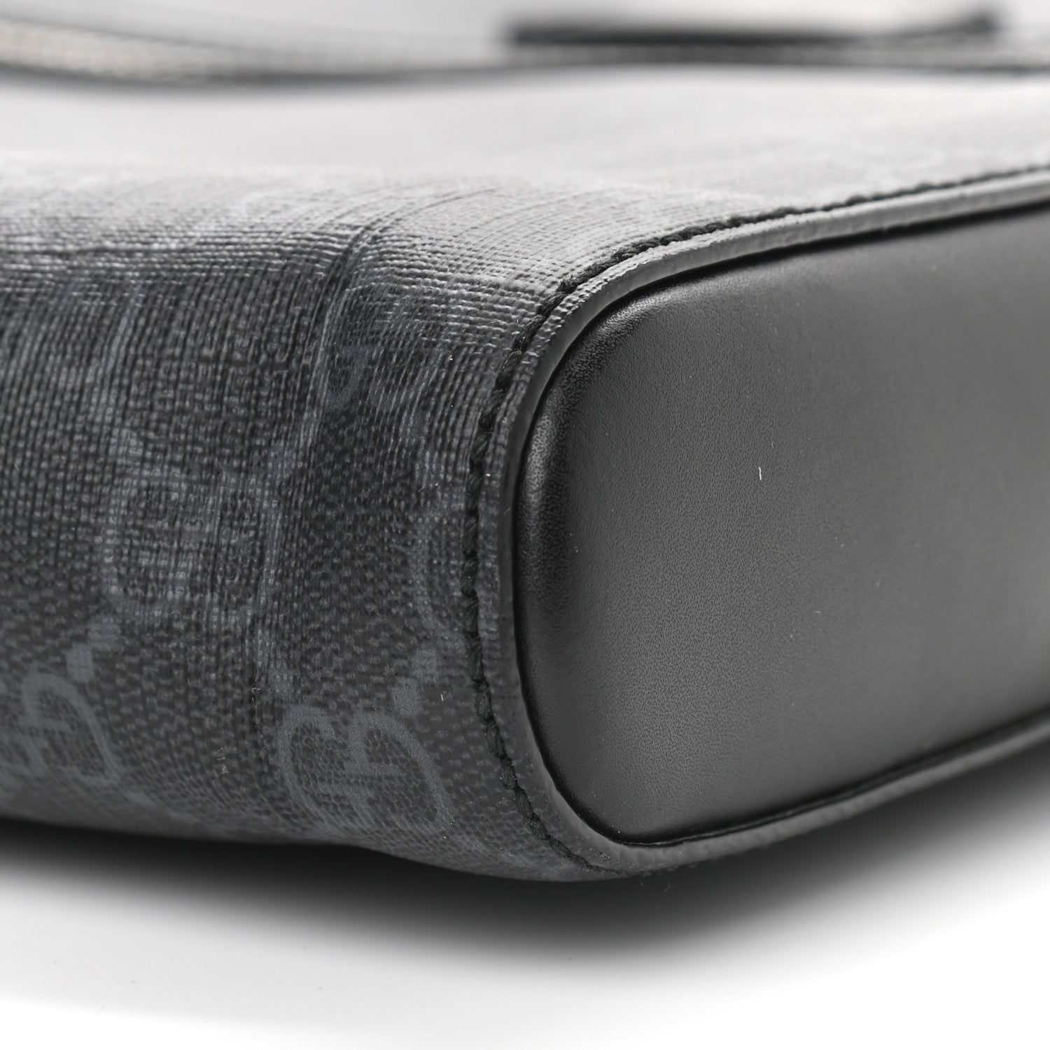 Gucci GG Supreme Monogram Appia Calfskin Web Flat Messenger Bag Black Grey 9 of 12