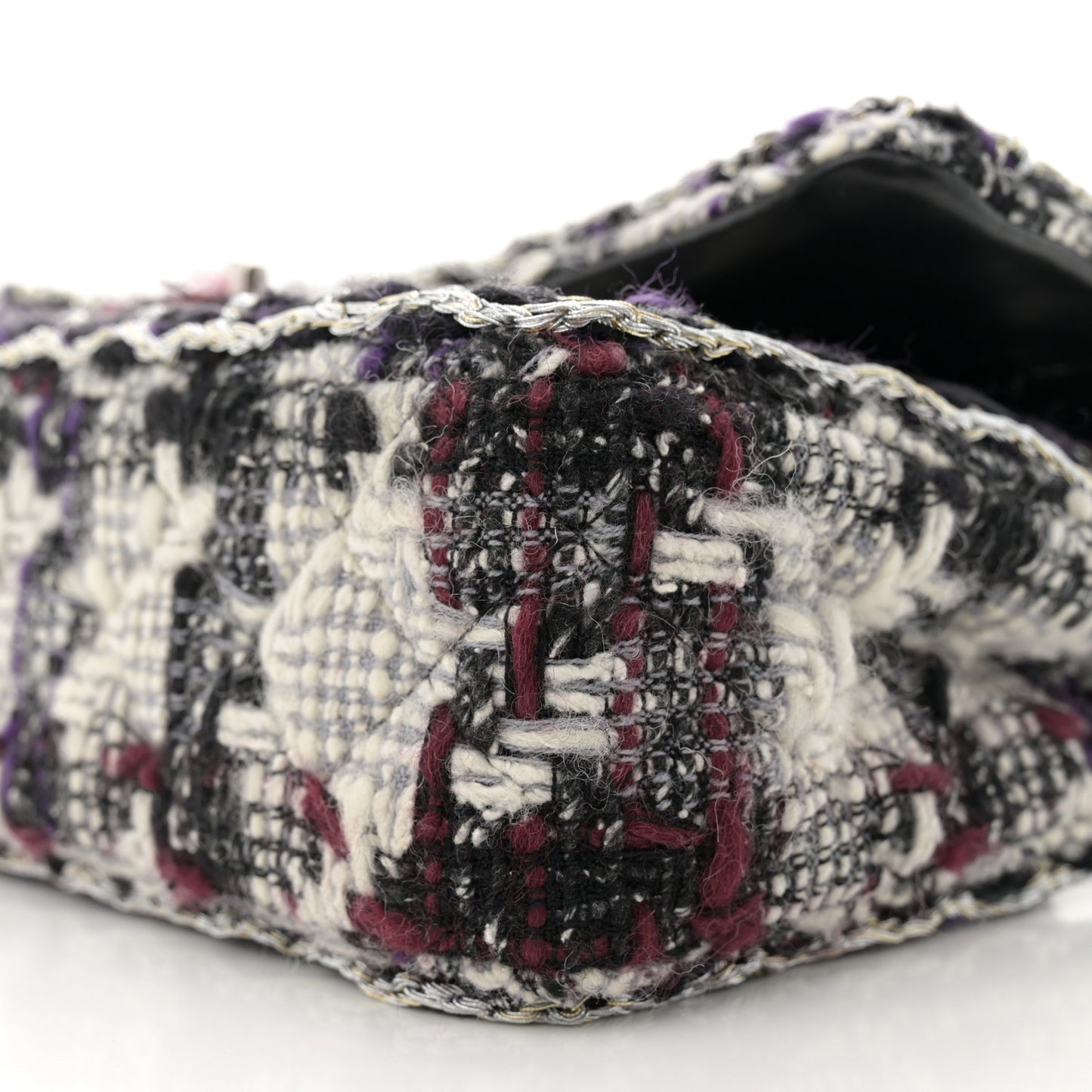 Tweed Quilted Mini Rectangular Flap Black White Multicolor