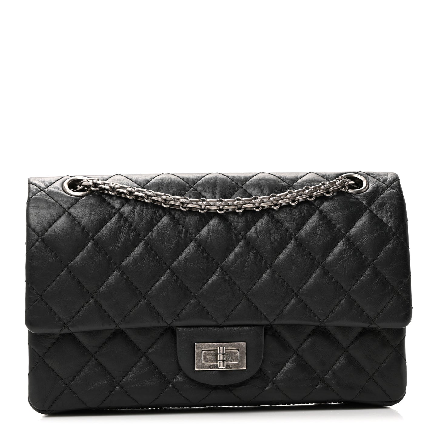 Aged Calfskin Quilted 2.55 Reissue 225 Flap Black
