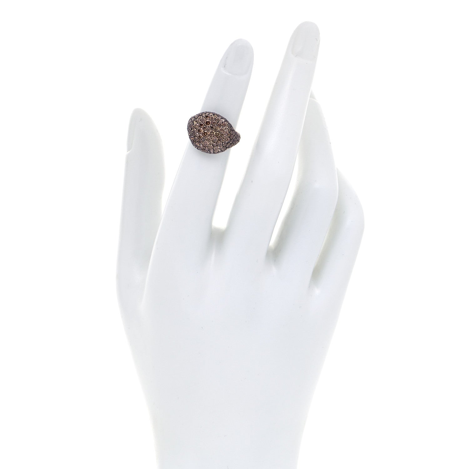 David Yurman 18K White Gold Cognac Diamond 13mm Pave Pinky Ring 45 3.5 2 of 6
