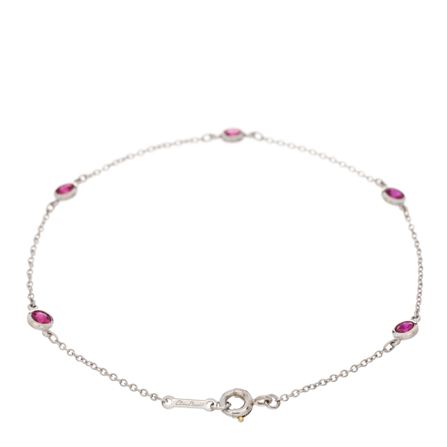 Tiffany Platinum Ruby Elsa Peretti Color By The Yard 5 Station Bracelet 2 of 3