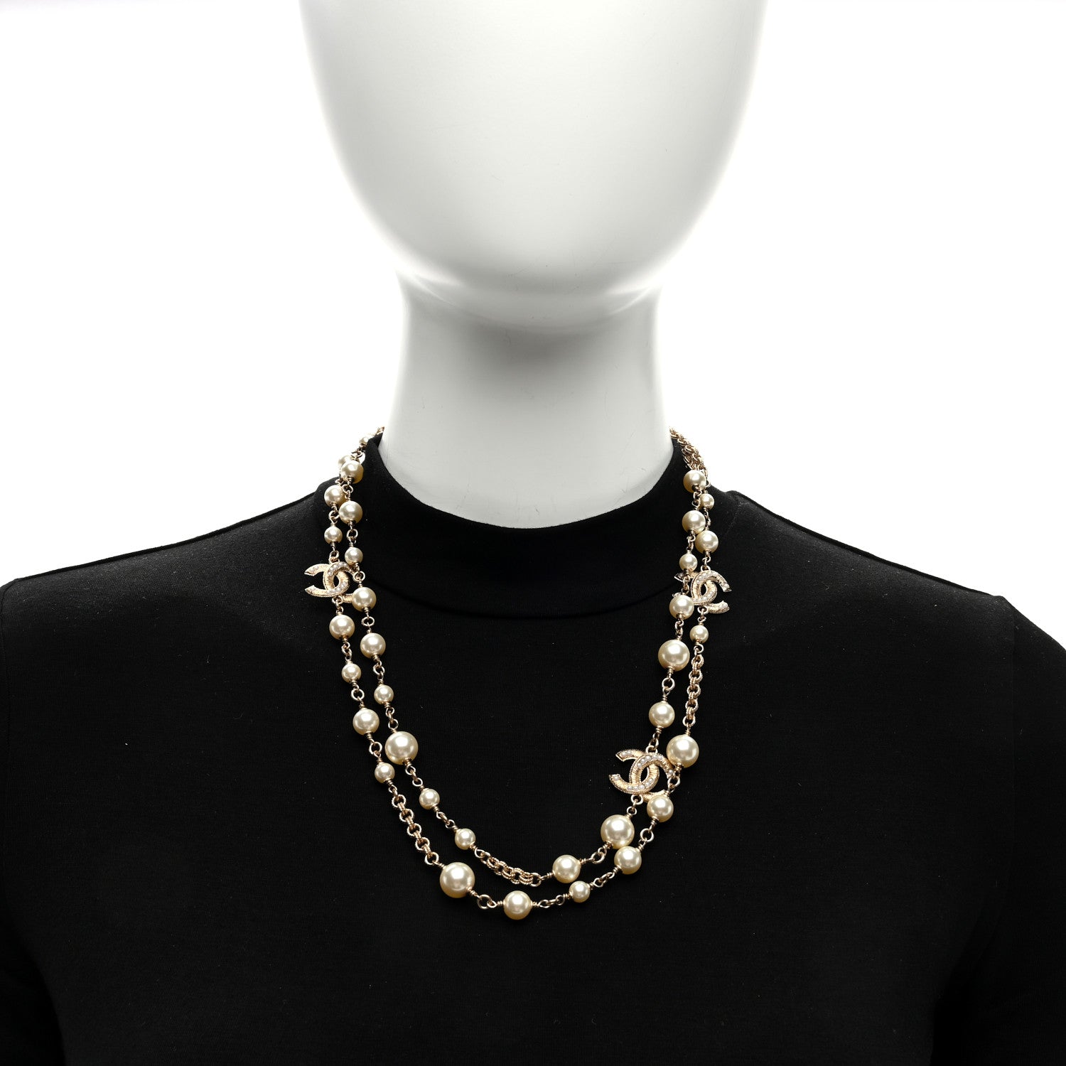 Chanel Pearl CC Long Necklace Light Gold 2 of 4
