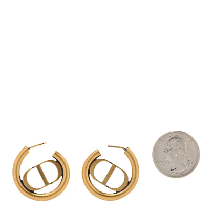 Christian Dior Metal 30 Montaigne Hoop Earrings Aged Gold 2 of 5