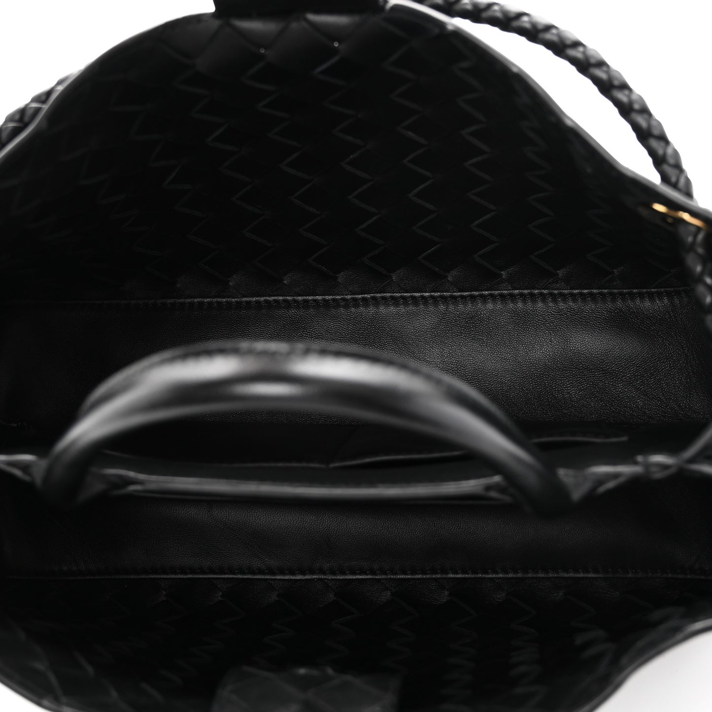 Nappa Intrecciato Small East West Andiamo Shoulder Bag Black