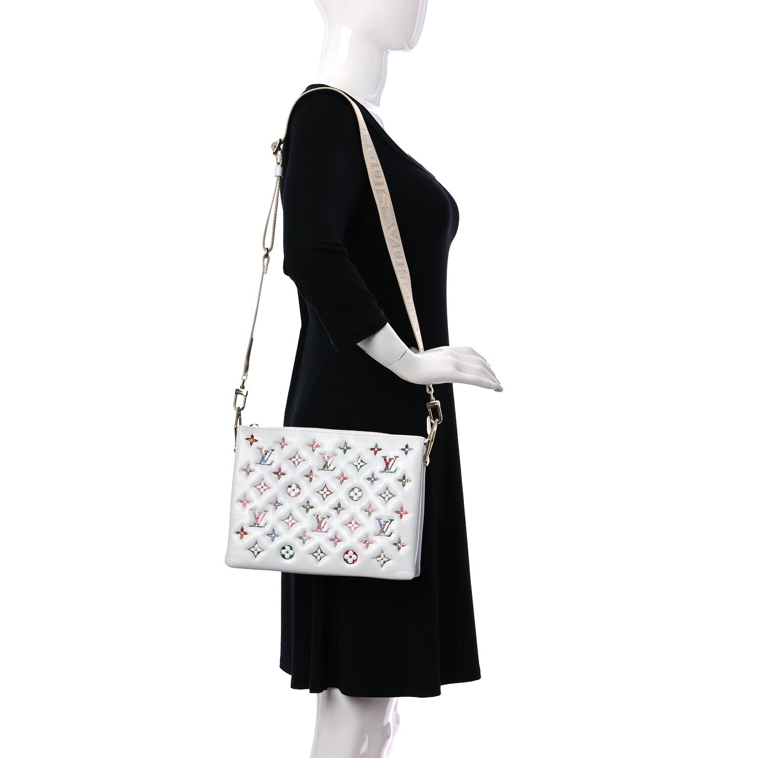 Louis Vuitton Lambskin Embossed Monogram LV Garden Coussin PM Cream 2 of 10