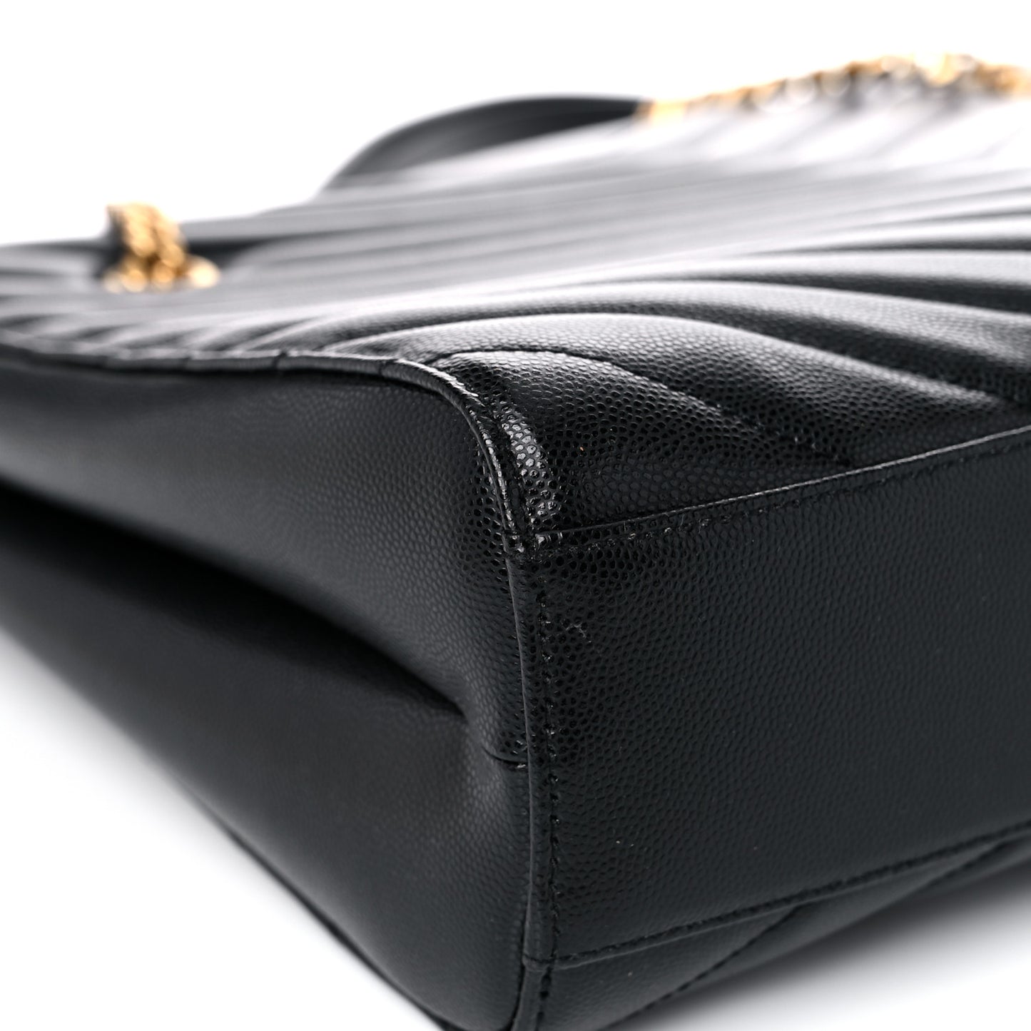 Grain De Poudre Matelasse Chevron Medium Tribeca Shopping Bag Black