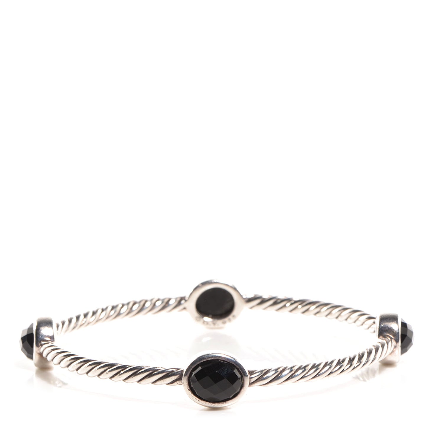 Sterling Silver Color Classics 4 Station Bangle Black Onyx