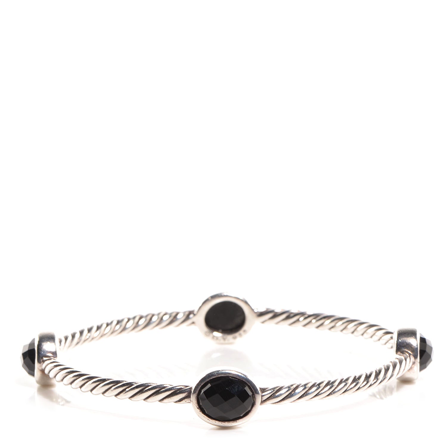 David Yurman Sterling Silver Color Classics 4 Station Bangle Black Onyx 1 of 5