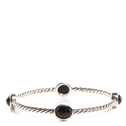 David Yurman Sterling Silver Color Classics 4 Station Bangle Black Onyx 1 of 5