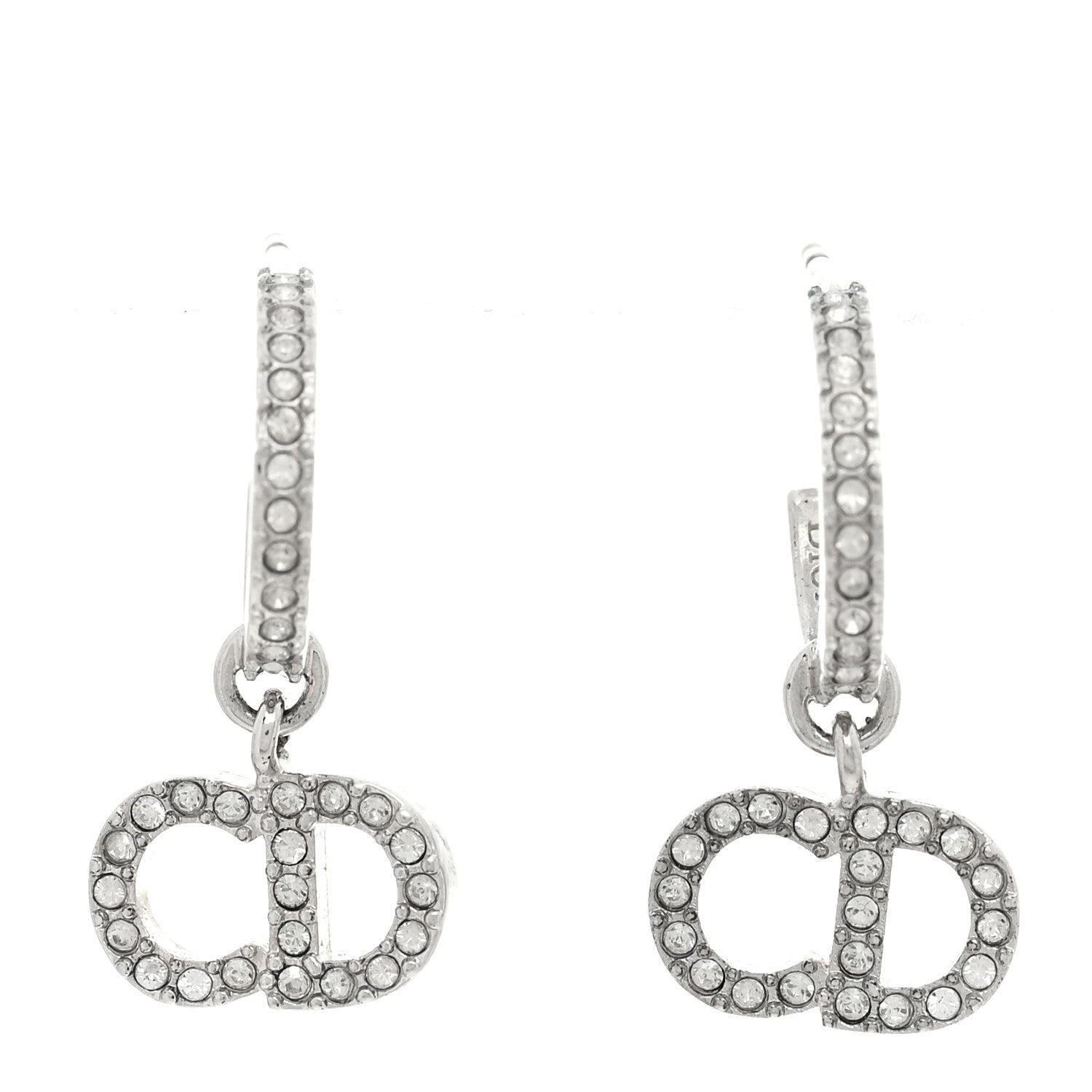Christian Dior Crystal Clair D Lune Hoop Earrings Silver 1 of 4
