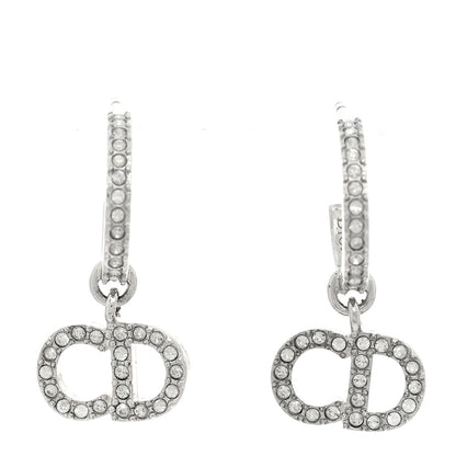 Christian Dior Crystal Clair D Lune Hoop Earrings Silver 1 of 4