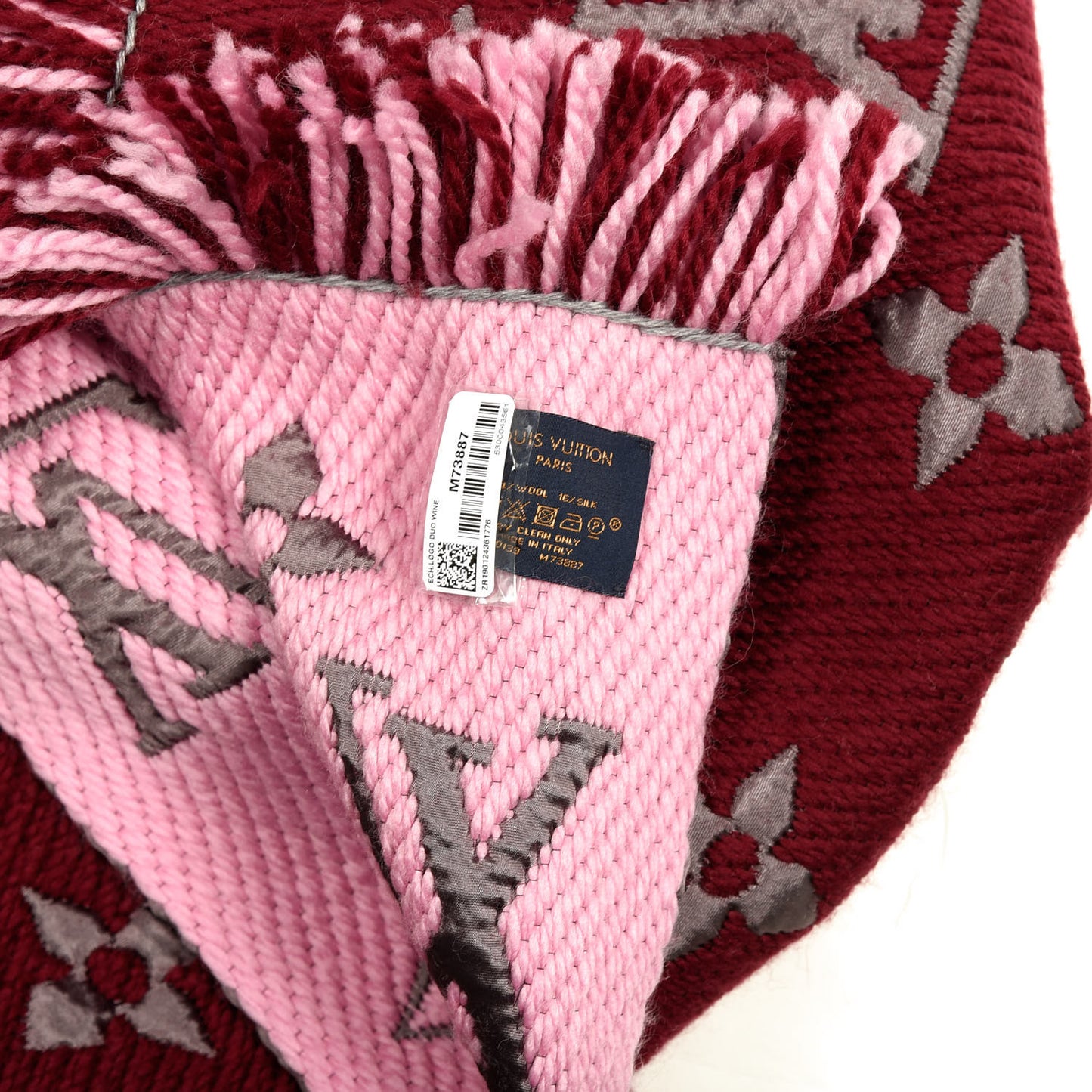 Wool Silk Logomania Duo Scarf Wine