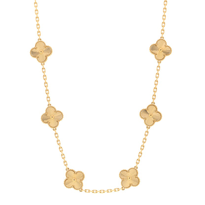 Van Cleef & Arpels 18K Yellow Gold 10 Motifs Guilloche Vintage Alhambra Necklace 1 of 5