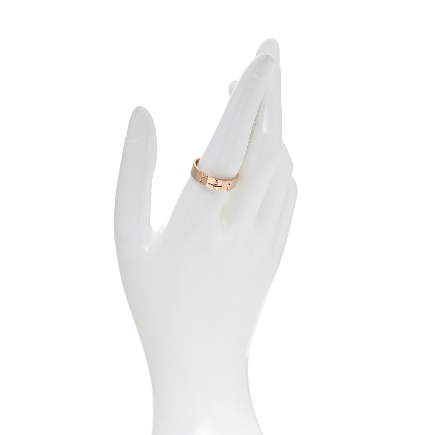 Hermes 18K Rose Gold Diamond PM Kelly Ring 59 8.75 2 of 4