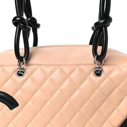 Chanel Calfskin Quilted Large Cambon Bowler Beige Black 8 of 10