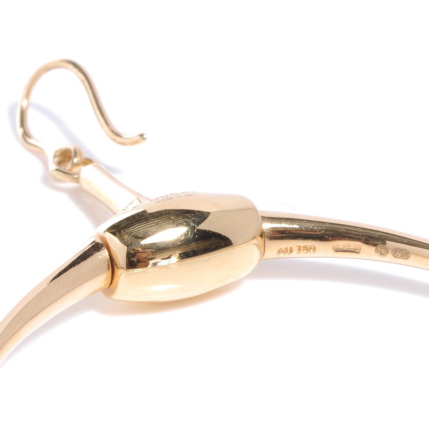 Gucci 18K Yellow Gold Horsebit Drop Hoop Earrings 4 of 4