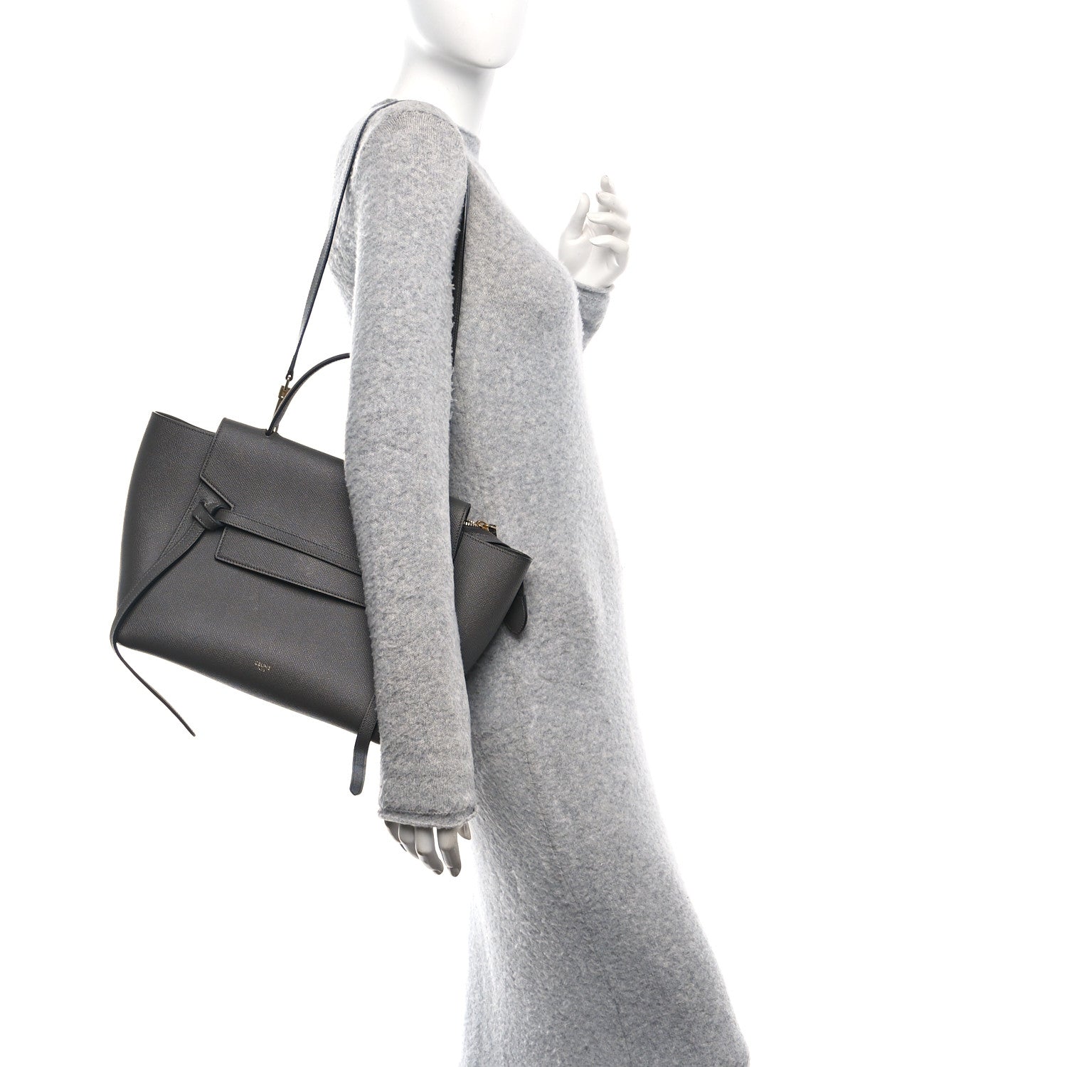 Celine Grained Calfskin Mini Belt Bag Grey 2 of 9